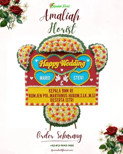 Karangan Papan Bunga Pernikahan di Sei Agul